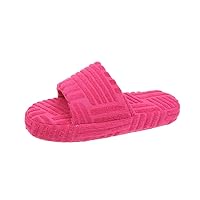 House Slippers for Women Furry Open Toe Comfy Slip On Women's Indoor Outdoor Slippers Non-Slip Flat Slide Sandals