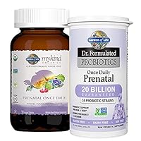 Once Daily Prenatal Bundle: mykind Organics Prenatal Once Daily Multivitamin, 30 Vegan Tablets PLUS Dr. Formulated Once Daily Prenatal Probiotics 20 Billion CFU, 30 Vegetarian Capsules