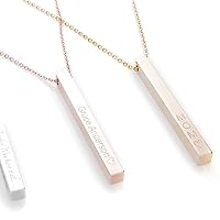Name Cube Bar Necklace - Personalized Engraved Vertical Pendant - Meaningful and Stylish Jewelry - Perfect Gift