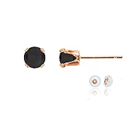 Solid 10K Gold Yellow, White or Rose Gold 5mm Round Genuine Gemstone Birthstone Stud Earrings