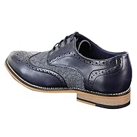 Mens Leather Tweed Herringbone Smart Casual Shoes Peaky Blinders Vintage Classic