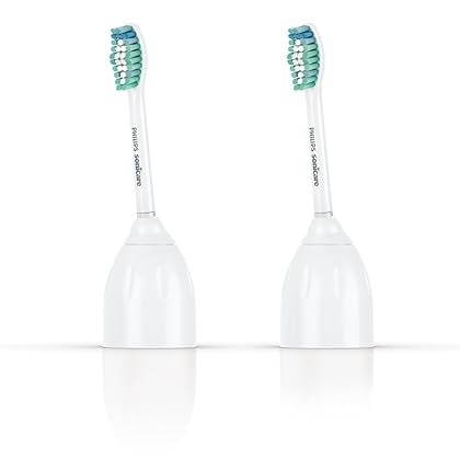 Philips Sonicare Genuine E-Series Replacement Toothbrush Heads, 2 Brush Heads, White, HX7022/66