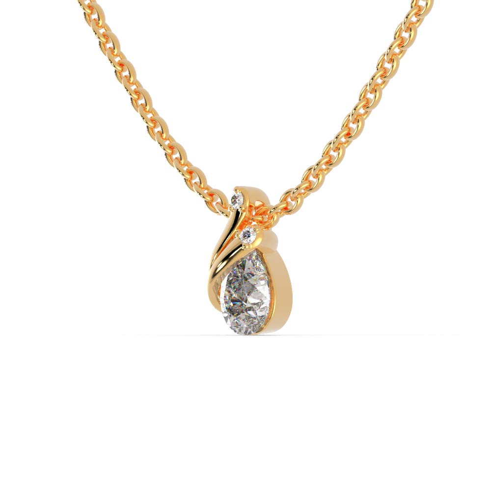 Certified Luxury Pendant in 14K White/Yellow/Rose Gold with 0.02 Ct Round Natural Diamond & 0.65 Ct Pear Moissanite Solitaire Diamond & 18k Gold Chain Necklace for Wife, Mother, Girlfriend, Sister
