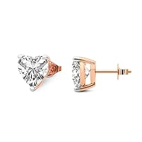Gift For Mothers Day IGI Certified 2 Carat - 6 Carat Heart Shape Solitaire Lab Diamond Stud Earrings 3 Prong | F-G Color, VS1-VS2 Clarity | 14K Gold | Friendly Diamonds Earrings