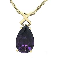 Created 3 Carats Amethyst 14k Solid Yellow Gold Pendant
