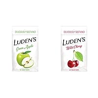 Ludens Soothing Throat Drops, Green Apple, 25 ct & Wild Cherry Sore Throat Relief Drops, 30 Count