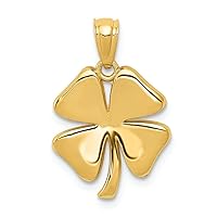 14k Yellow Gold Polished 4 Leaf Clover Charm