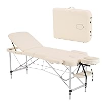 YOUNIKE Massage Tables Portable Lash Bed for Eyelash Extensions Professional Aluminum 3 Folding Lightweight Height Adjustable Facial Spa Beauty Salon Tattoo Home White