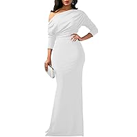 shengfan Formal Evening Dress for Women Elegant 2024 Sexy Off Shoulder Ruched Wedding Guest Bodycon Party Maxi Dresses