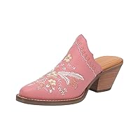 Dingo Womens Wildflower Floral Embroidered Pointed Toe Mule Casual Boots Mid Heel 2-3