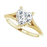 14K Solid Yellow Gold Handmade Engagement Ring 1.00 CT Heart Cut Moissanite Diamond Solitaire Wedding/Bridal Ring for Woman/Her Amazing Ring