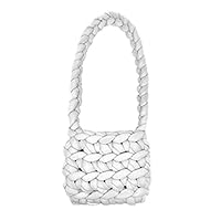 Pilipane Hand Woven Wool Tote Bag with Exquisite Craftsmanship,Stylish Plush Shoulder Bag for Daily Life(White)