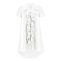 Womens Summer Dresses Ladies Dress Cardigan Button Down Shirt V Neck Plus Size Dress(White,Medium)