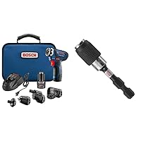 Bosch GSR12V-140FCB22 Cordless Electric Screwdriver 12V Kit - 5-In-1 Multi-Head Power Drill Set and ITBHQC201 2 1/4