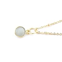 Guntaas Gems Fashion Look Gray Chalcedony Round Charm Bezel Necklace Brass Gold Plated Adjustable Pendant Necklaces For Women & Girls