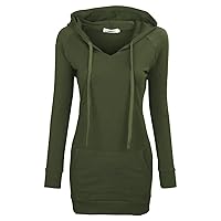 BEPEI Womens Long Sleeve Tunic Hoodie Dress String Sweatshirts With Pockets