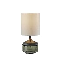 Adesso 3526-01 Marina Table Lamp, 16.25 in, 40W, Black Rubber Wood w/Smoked Glass, 1 Table Lighting