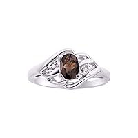 Rylos 14K White Gold Ring with Classic Style, 6X4MM Birthstone Gemstone, & Sparkling Diamonds - Opulent Gem Jewelry for Women in Sizes 5-10