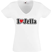 Black Dragon T-Shirt Women V-Neck - I Love with Heart - Party Name Carnival - I Love Jella