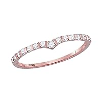 The Diamond Deal 10kt Rose Gold Womens Round Diamond Chevron Stackable Band Ring 1/4 Cttw