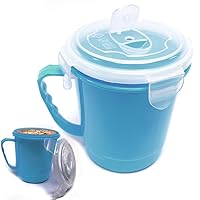 2 Microwave Soup Food Bowl 30.5oz Vent Lid Plastic Mug Freezer Container Storage Soup Mugs, with Handle and Vented Plastic Lid Travel Cups for Coffee Cereal, Noodles and Tea Overnight Oats 30.5 oz