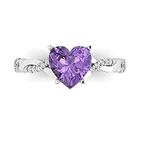 Clara Pucci 2.19ct Heart Cut Criss Cross Solitaire Halo Simulated Alexandrite Engagement Promise Anniversary Bridal Ring 14k White Gold