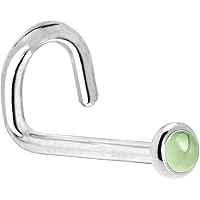 Body Candy Solid 14k White Gold 2mm Genuine Peridot Left Nose Stud Screw 20 Gauge 1/4