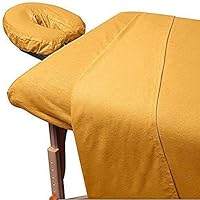 600 Thread Count Pure Egyptian Cotton Massage Table Spa 3-PCs Sheet Set (Fitted Sheet & Face Rest Cover) Gold Solid