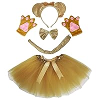 Petitebella Lioness Headband Bowtie Tail Gloves Tutu 5pc Girl Costume 1-8y