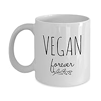 VEGAN FOREVER - Unique Coffee Mug for Vegan - Cute Vegetarian Ceramic Cup - Birthday gift for Him or Her, Mom, Dad - Gift Idea for Boyfriend or Girlfriend (11 oz)