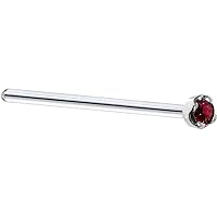 Body Candy Solid 14k White Gold 1.5mm (0.015 cttw) Genuine Red Diamond Straight Fishtail 18 Gauge 17mm