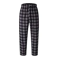 Men's Pants Casual Plaid Printing Drawstring Lounge Pants Casual Loose Pajama Straight Trousers