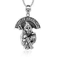 Sons of Anarchy Necklace Gothic Devil Skull Stainless Steel Pendant for Men Women