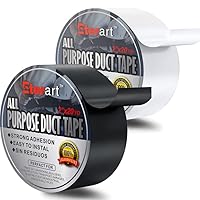 Duct Tape Haevy Duty Waterproof,Multi-Purpose,Strong Tape Indoor & Outdoor Use, No Residue and Tear by Hand,2 Inch x 20 Yards (White,Black 2pack)