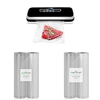 NutriChef Automatic Vacuum Air Sealing System Preservation & NutriChef Vacuum Sealer Bags 11x50 Rolls 2 pack & NutriChef Vacuum Sealer Bags 8x50 Rolls 2 pack for Food Saver
