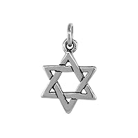 Sterling Silver Star of David Necklace Antiqued Finish 5/16 inch, 16-30 inch 0.8mm Box Chain
