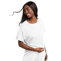 Hanes Womens Originals Plus Size T-Shirt, Cotton Plus Tees, Rolled Cuff Sleeves
