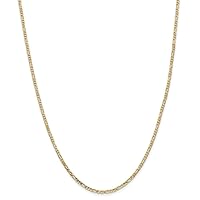 JewelryWeb 14k Gold 2.25mm Flat Figaro Chain Necklace - Length Options: 14 16 18 20 22 24 26 28 30