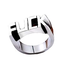Men Ring Personalized Ring FUCK English Alphabet Punk Rock Polished Alloy Ring Clever and attractive