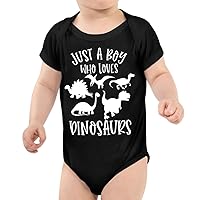 Just a Boy Who Loves Dinosaurs Baby Onesie - Dino Print Present - Gift from Mom