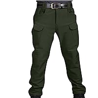 Mens Cargo Pants Tactical Work Bottoms Button Zipper Multi-Pockets Hiking Pants Outdoor Sweatpants Combat Trousers
