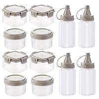 RAYNAG 12pcs Mini Sauce Containers Condiment Cups with Lids Squeeze Bottles Plastic Salad Dressing Bowls Small Food Storage Containers for Lunch Box Picnic Travel