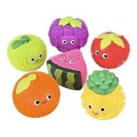 Puffer Fruit Smaller Air- Filled Squeeze Stress Balls with Faces - Sensory, Stress, Fidget Toy - Pineapple, Strawberry, Orange, Watermelon, Apple, Grapes (All 6 Fruits)
