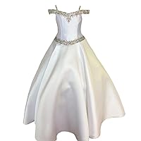 Mollybridal Modern Boho Cold Shoulder Satin A line Girls Pageant Prom Formal Dresses for Toddler Infant Cupcake 2024