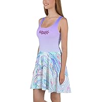 Ugly Blue Floral/Liquify Skater Dress