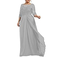 Mother of The Bride Dresses Plus Size Lace Wedding Guest Dresses for Women Ruffles 3/4 Sleeves Mother of The Groom Dresses