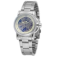 Women's Automatic-self-Wind Watch Ladies Luxury Fashion Stainless Steel Band Waterproof Skeleton Wrist Watch for Female