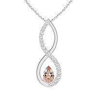 Infinity Pendant 0.75 Ctw Morganite Gemstone 925 Sterling Silver Solitaire Necklace Jewelry