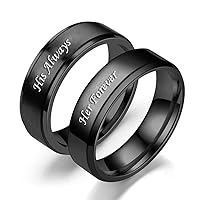 Customize Couple Rings Her Demon His Angel Custom Inside Ring Engraved Text Promise Anniversary Birthday Ring Titanium Steel 6MM 6-13#