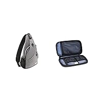 MOSISO Sling Backpack, Multipurpose Crossbody Shoulder Bag Travel Hiking Daypack&Electronic Organizer Cable Case, Gray&Black